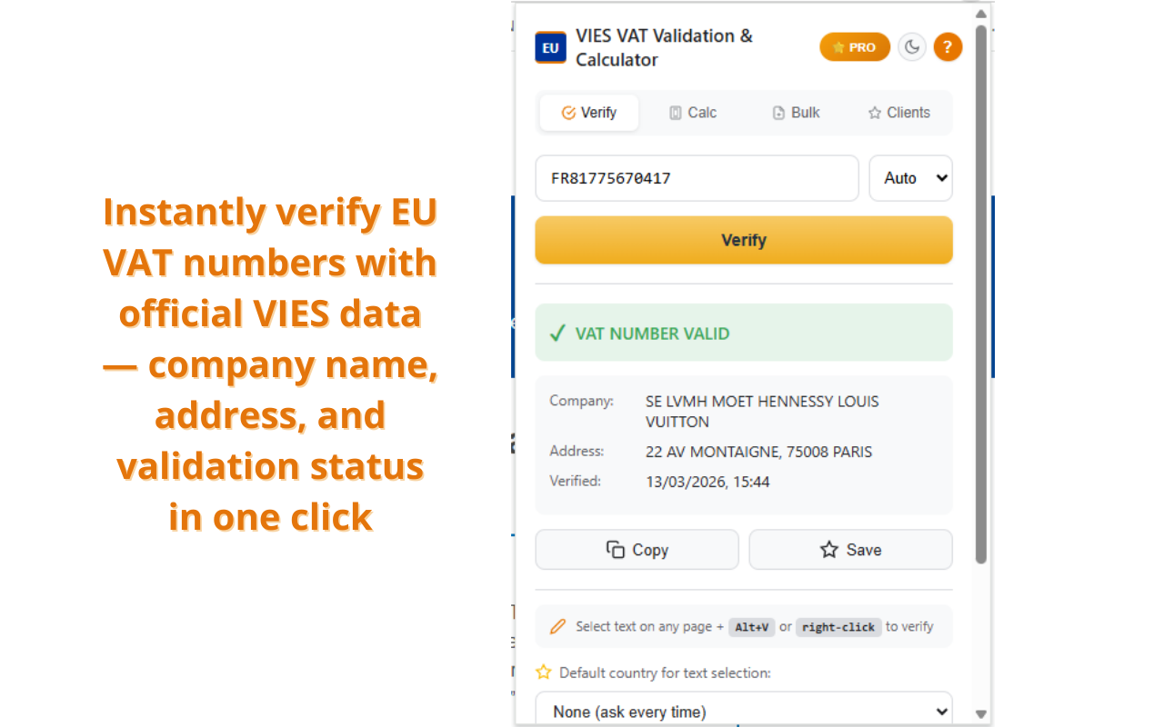VIES VAT Validator - Verify EU VAT numbers instantly with company details