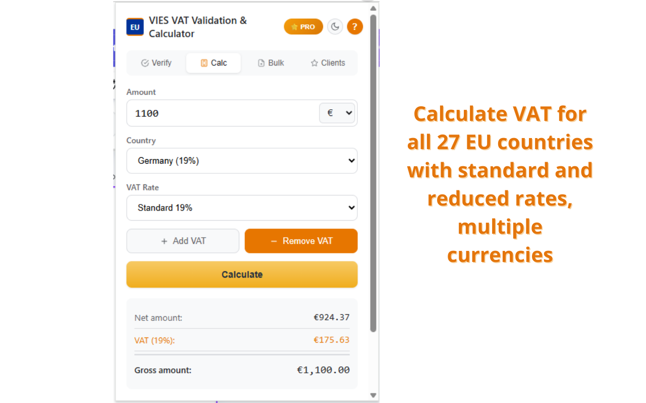 VAT Calculator for all EU countries