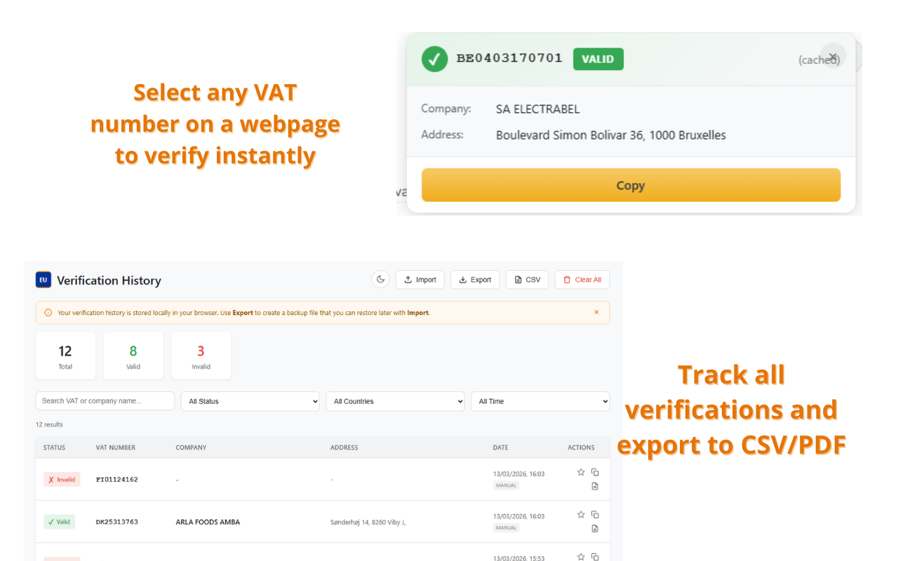 Text selection verification and history export